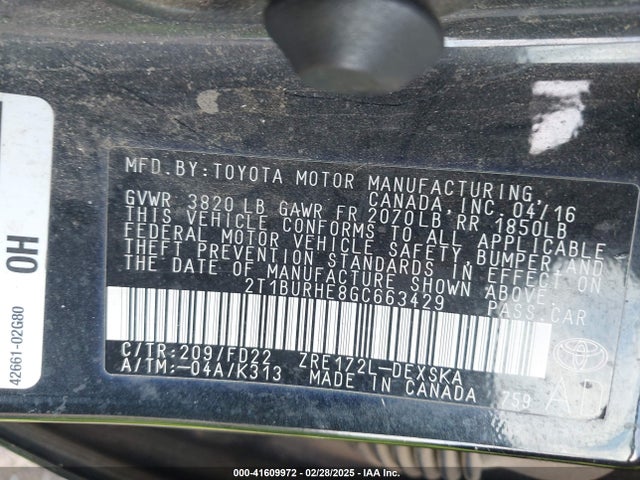 2T1BURHE8GC663429 Toyota Corolla S Plus