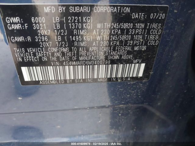 4S4WMARD6M3400798 Subaru Ascent Touring