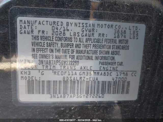 Nissan SENTRA SR 2016 3N1AB7AP5GY272260 Image 9
