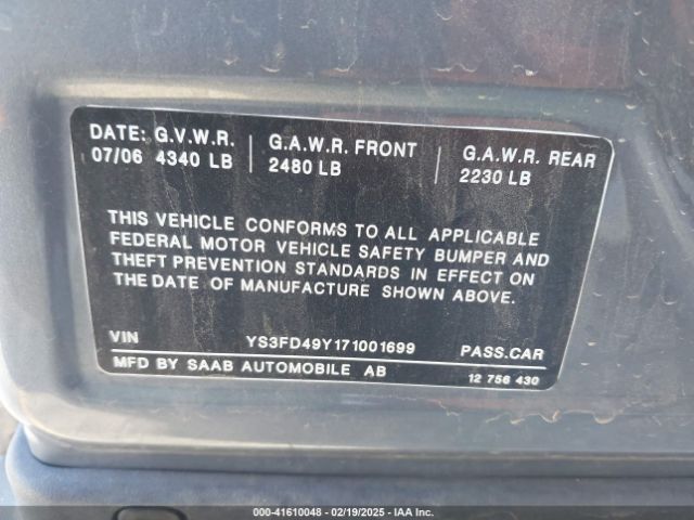 2007 SAAB 9-3 YS3FD49Y171001699 Photo 8