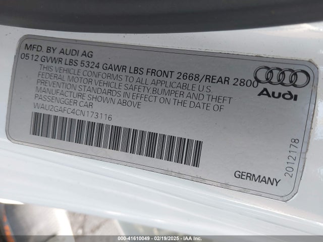 2012 AUDI A7 WAU2GAFC4CN173116 Photo 8