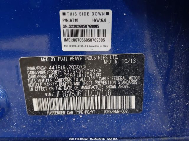 JF1GV8J61EL007116 Subaru Impreza Wrx Sti