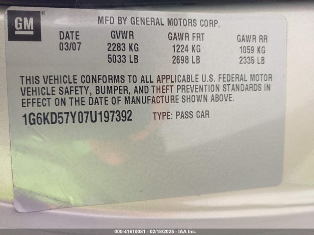 2007 CADILLAC DTS 1G6KD57Y07U197392 Photo 8