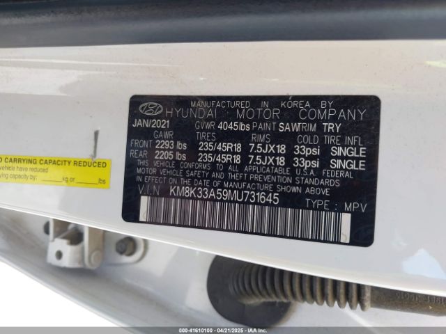 KM8K33A59MU731645 Hyundai Kona Limited