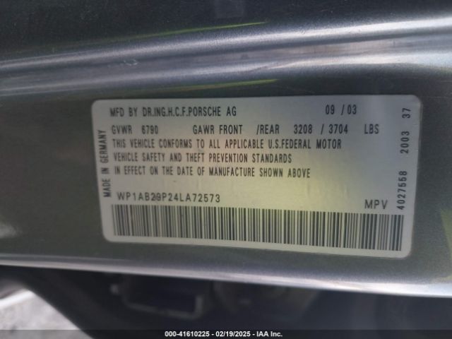2004 PORSCHE CAYENNE WP1AB29P24LA72573 Photo 8