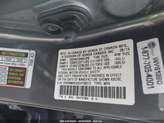2HKRM4H35EH708515 Honda CR-V LX
