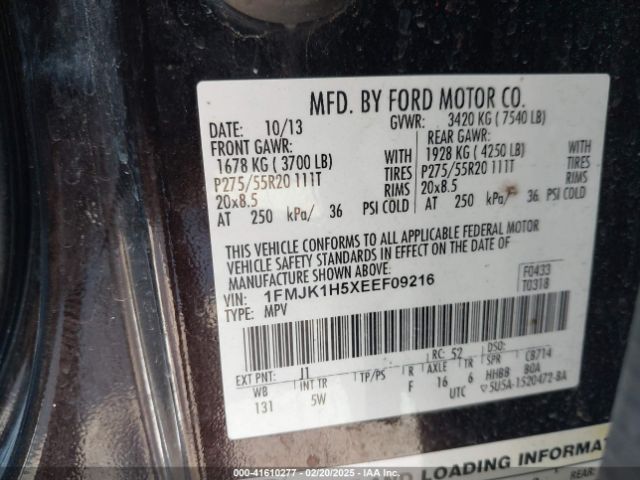 1FMJK1H5XEEF09216 Ford Expedition El King Ranch