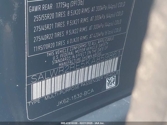 2019 LAND ROVER RANGE ROVER SPORT SALWR2RE5KA859861 Photo 8