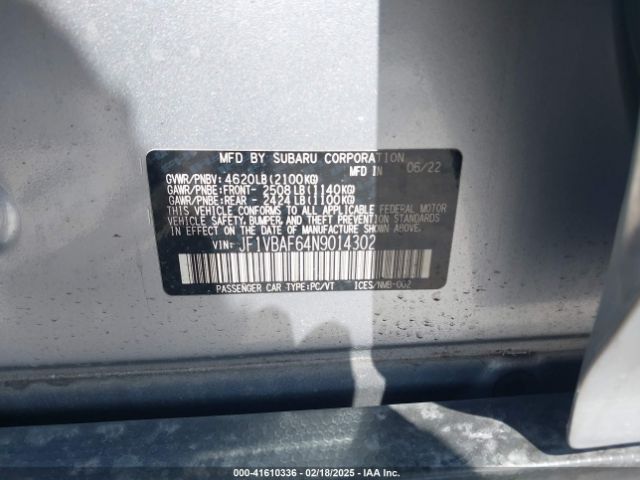 2022 SUBARU WRX JF1VBAF64N9014302 Photo 8