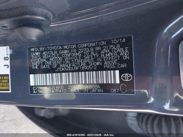 JTDKN3DU9F1890512 Toyota Prius