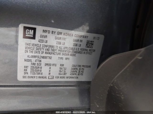 KL4MMFSL2NB087762 Buick Encore Gx Fwd Essence