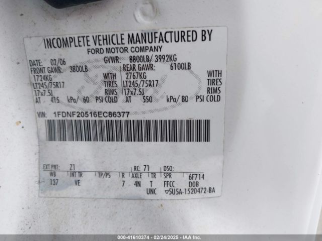 2006 FORD SUPER DUTY F-250 1FDNF20516EC86377 Photo 8