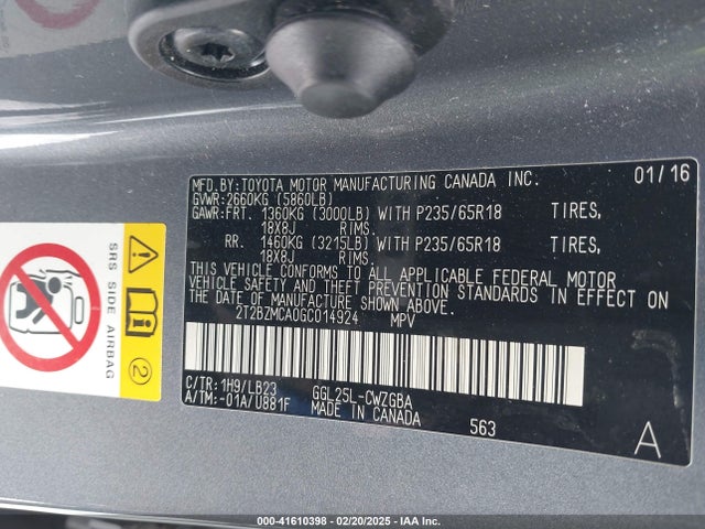 Aukcja sprzedaży 2016 Lexus Rx 350, vin: 2T2BZMCA0GC014924, numer aukcji: 41610398