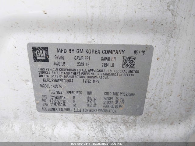 KL4CJ2SM1KB706644 Buick Encore Awd Sport Touring