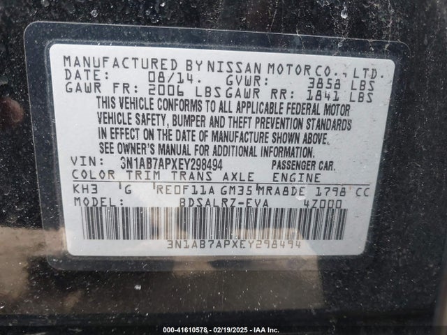 3N1AB7APXEY298494 Nissan SENTRA SR