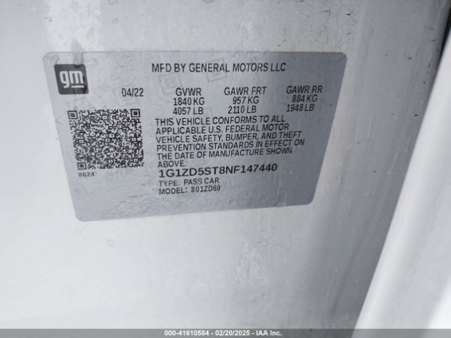 2022 CHEVROLET MALIBU 1G1ZD5ST8NF147440 Photo 8