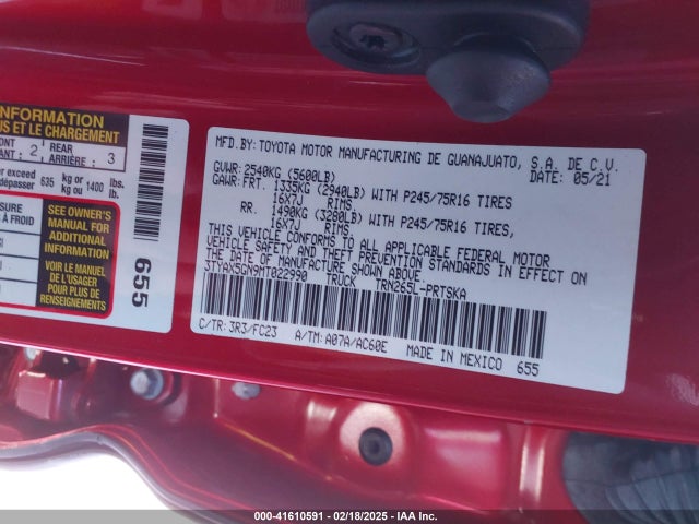 Toyota Tacoma Sr5 2021 3TYAX5GN9MT022990 Image 9