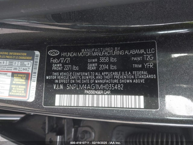 5NPLM4AG1MH035482 Hyundai ELANTRA SEL