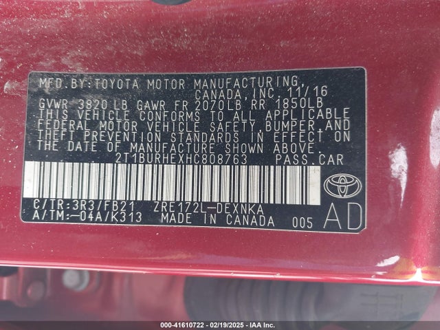 Toyota COROLLA LE 2017 2T1BURHEXHC808763 Image 9