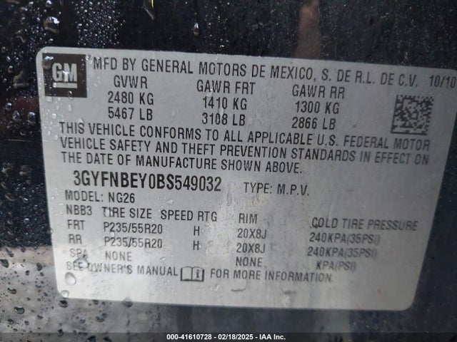 2011 CADILLAC SRX 3GYFNBEY0BS549032 Photo 8
