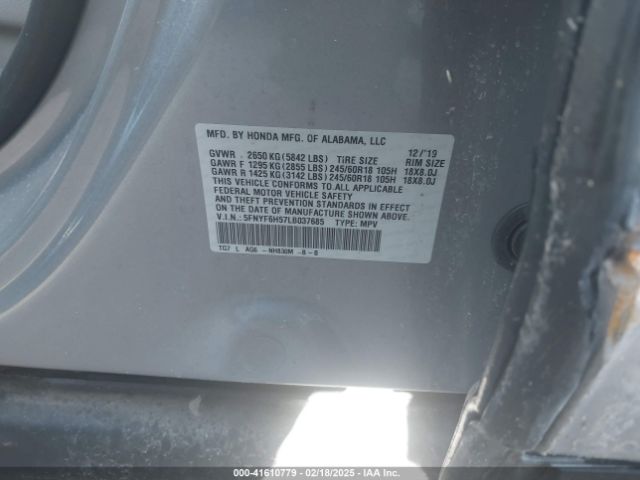 5FNYF6H57LB037685 Honda Pilot Awd Ex-l
