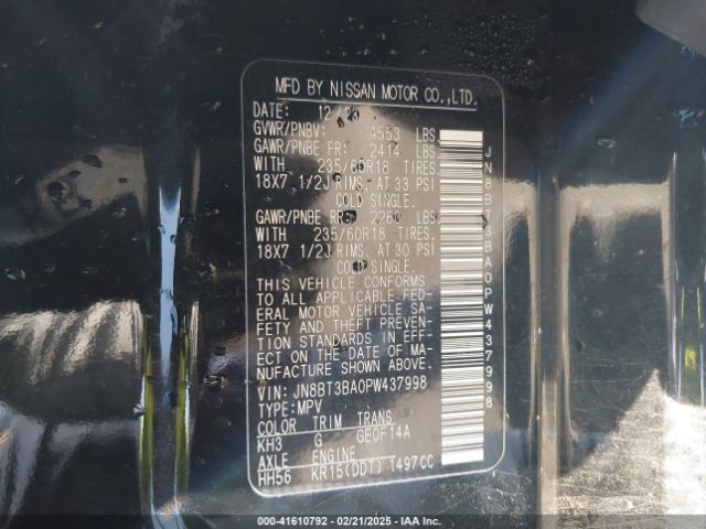 JN8BT3BA0PW437998 Nissan Rogue Sv Fwd