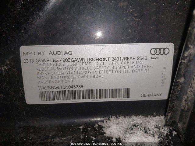 2013 AUDI A4 WAUBFAFL1DN045288 Photo 8