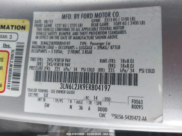 3LN6L2JK9ER804197 Lincoln MKZ