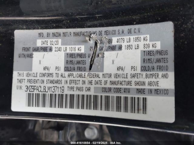 3MZBPACL8LM137119 Mazda Mazda3 Select Package