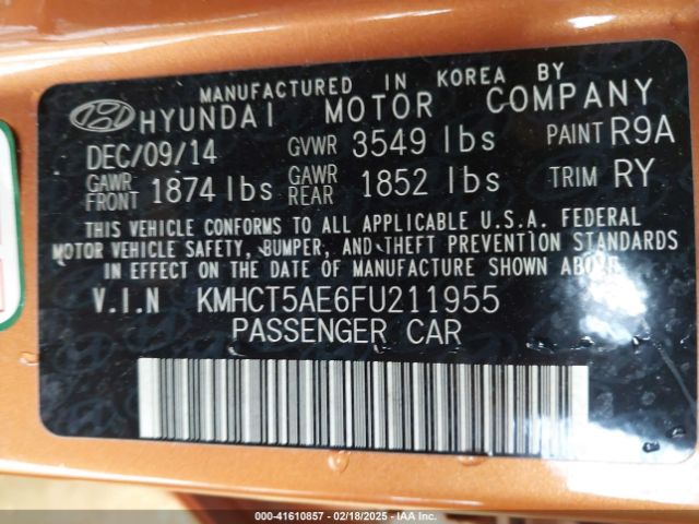 KMHCT5AE6FU211955 Hyundai ACCENT GS