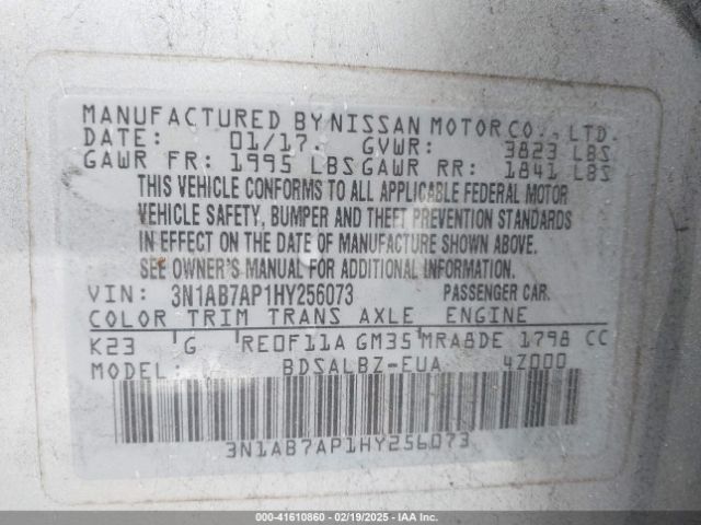 3N1AB7AP1HY256073 Nissan SENTRA S