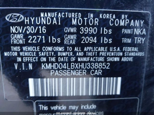 KMHD04LBXHU338852 Hyundai Elantra Sport