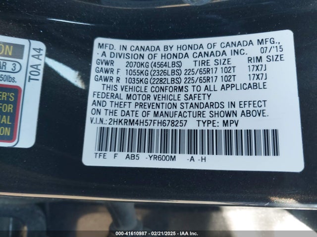 2HKRM4H57FH678257 Honda CR-V EX