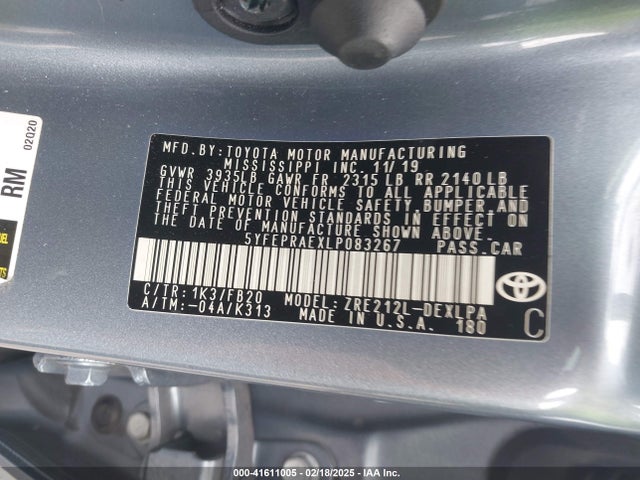 5YFEPRAEXLP083267 Toyota COROLLA LE