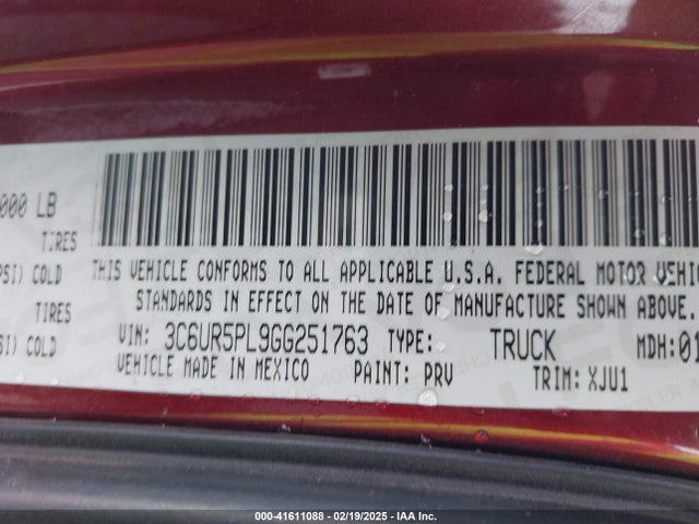 3C6UR5PL9GG251763 RAM 2500