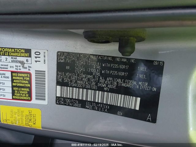 2015 TOYOTA SIENNA 5TDKK3DC1FS661065 Photo 8