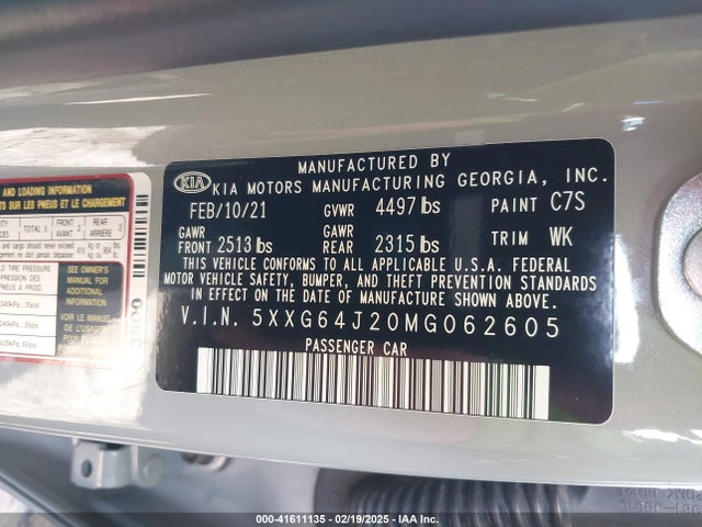 5XXG64J20MG062605 KIA K5 Gt-line
