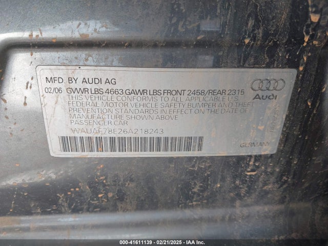2006 AUDI A4 WAUAF78E26A218243 Photo 8