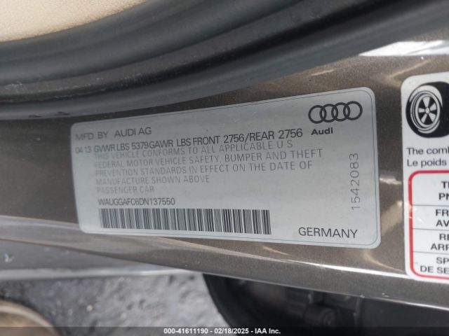 2013 AUDI A6 WAUGGAFC6DN137550 Photo 8
