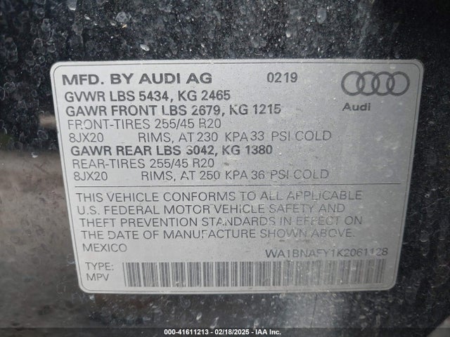 2019 AUDI Q5 WA1BNAFY1K2061128 Photo 8