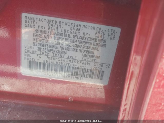 2019 NISSAN SENTRA 3N1AB7AP8KY349034 Photo 8