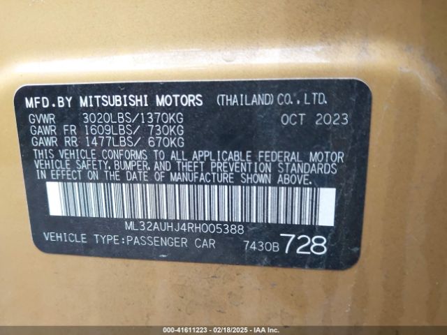 ML32AUHJ4RH005388 Mitsubishi MIRAGE ES