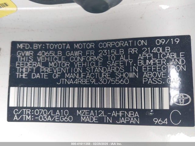 JTNA4RBE9L3075560 Toyota Corolla Xse