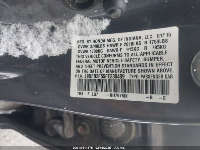 2015 HONDA CIVIC 19XFB2F55FE230409 Photo 8