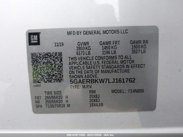 5GAERBKW7LJ161762 Buick Enclave Fwd Essence
