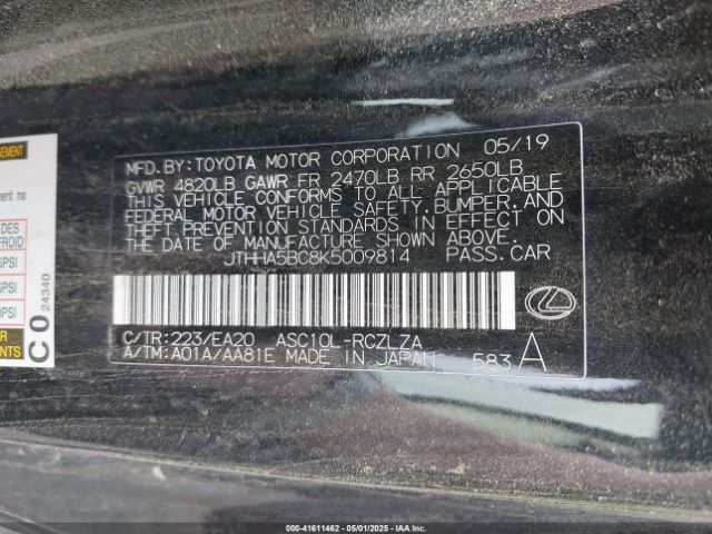 JTHHA5BC8K5009814 Lexus RC 300