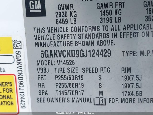 5GAKVCKD9GJ124429 Buick Enclave Premium