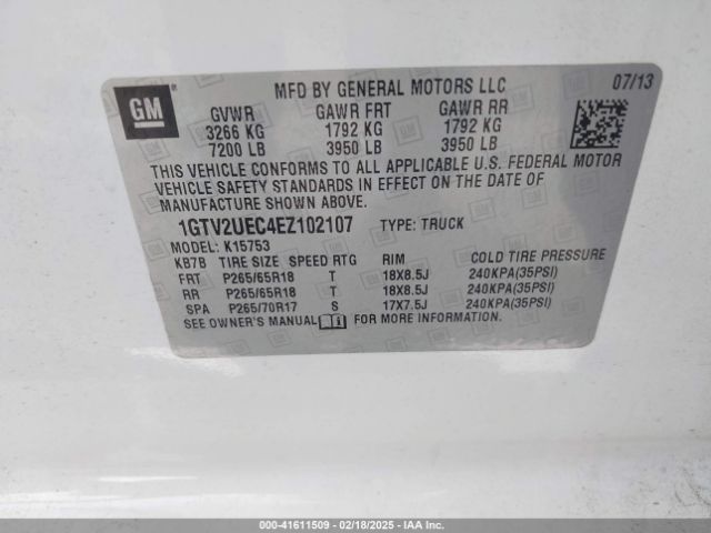1GTV2UEC4EZ102107 GMC Sierra 1500 Sle