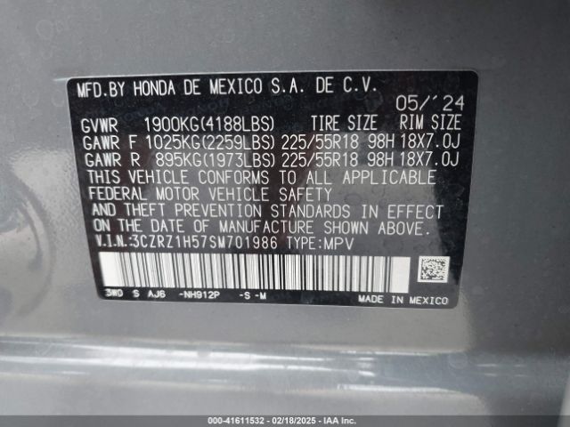 3CZRZ1H57SM701986 Honda Hr-v 2wd Sport