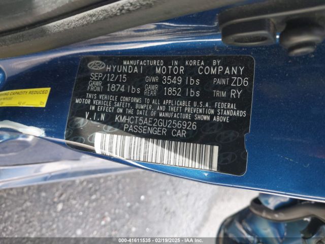 KMHCT5AE2GU256926 Hyundai ACCENT SE